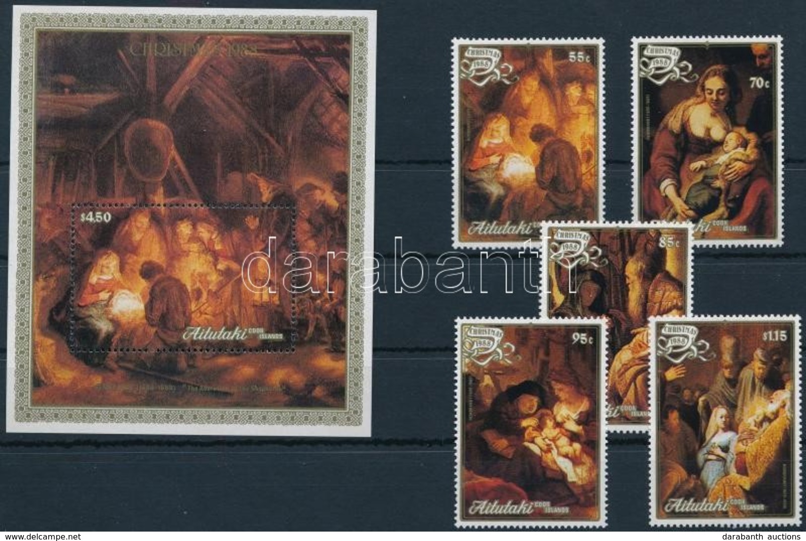 ** 1988 Karácsony, Rembrandt Festmények Sor + Blokk,
Christmas, Rembrandt Paintings Set + Block
Mi 642-646 + Mi 71 - Sonstige & Ohne Zuordnung