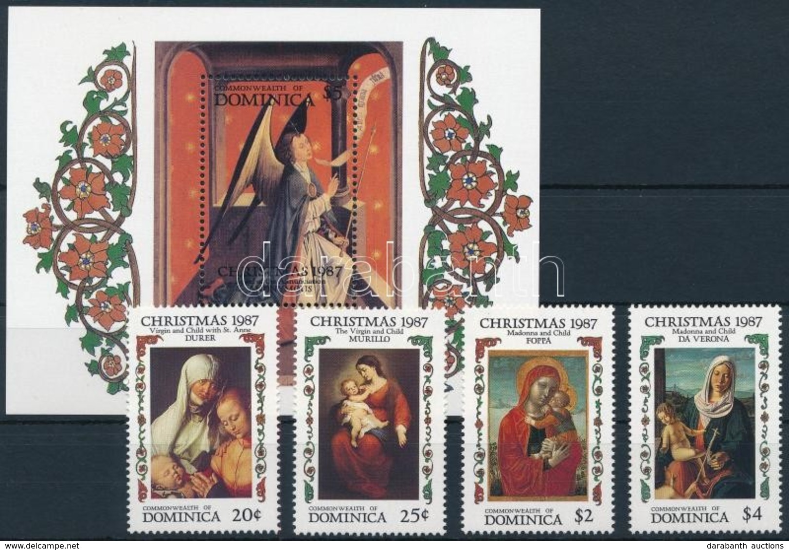 ** 1987 Karácsony, Festmények Sor + Blokk,
Christmas, Paintings Set + Block
Mi 1061-1064 + Mi 123 - Sonstige & Ohne Zuordnung