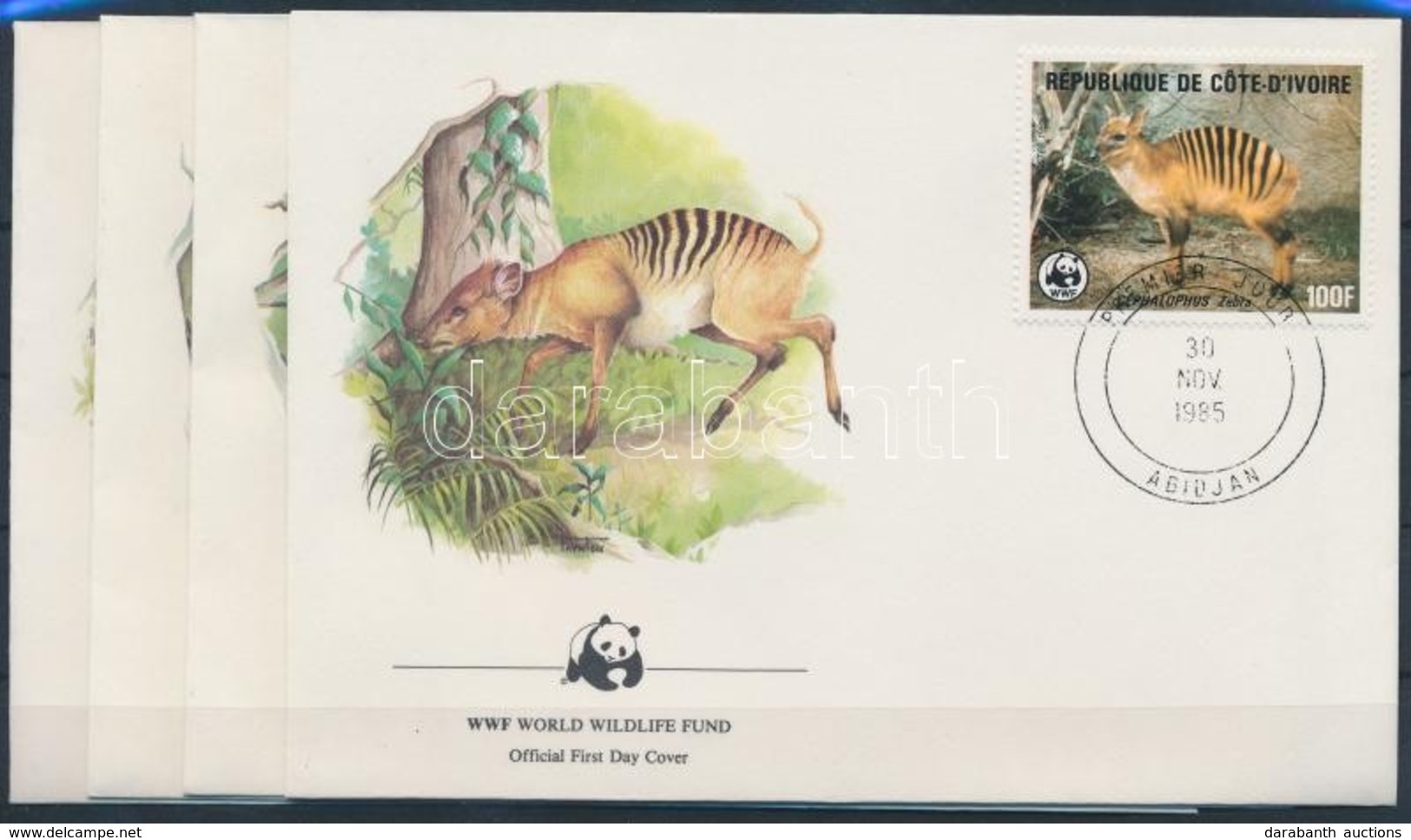 1985 WWF: Zebra-bóbitásantilop Sor Mi 881-884 4 Db FDC-n - Autres & Non Classés