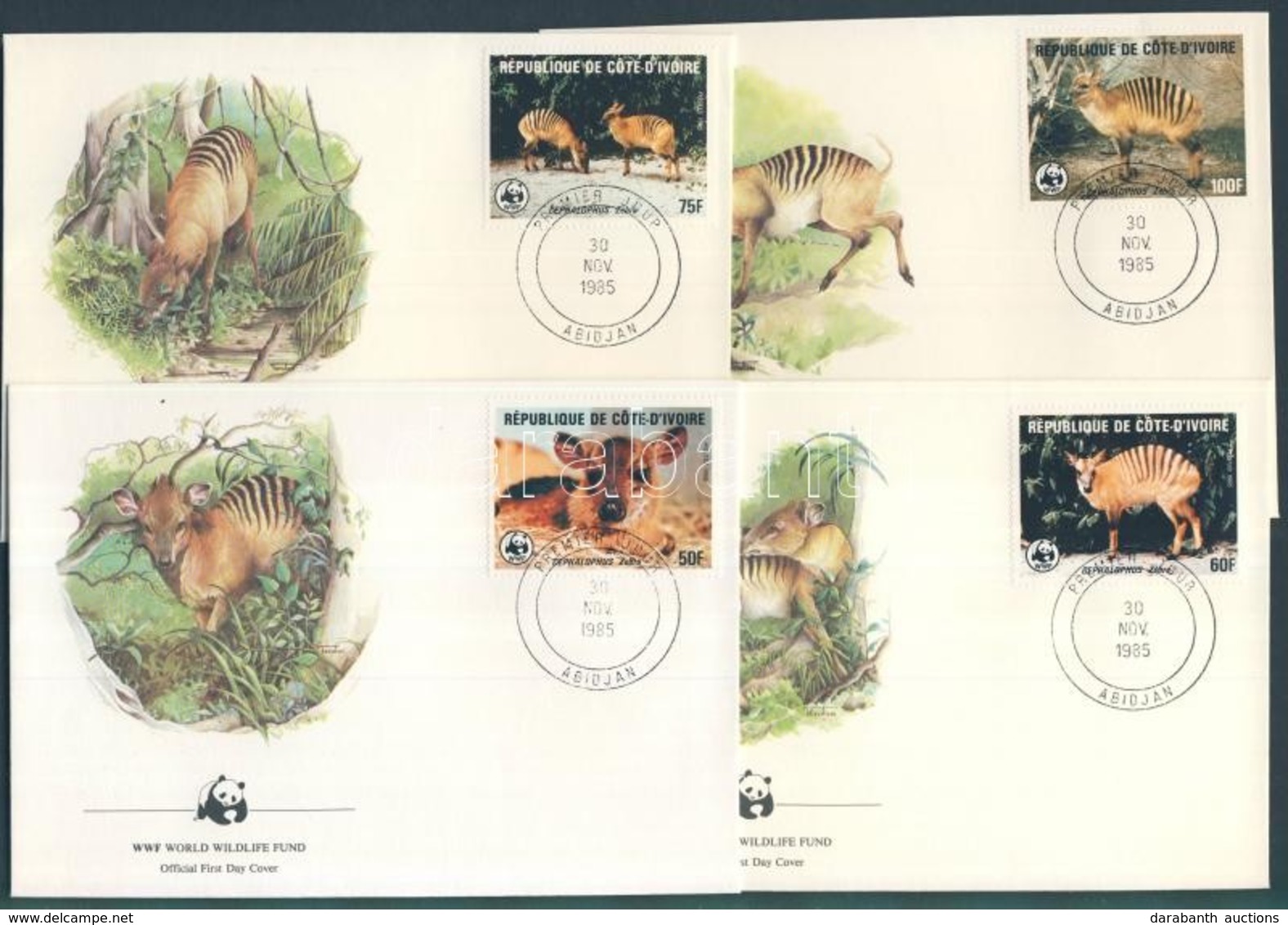 1985 WWF: Zebra-bóbitásantilop Sor Mi 881-884 4 Db FDC-n - Other & Unclassified