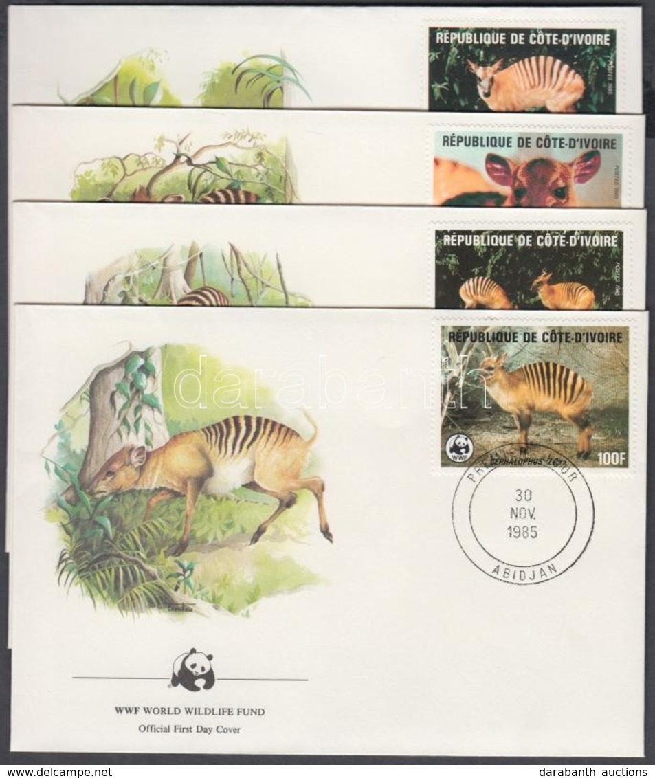 1985 WWF Zebra-bóbitásantilop Sor Mi 881-884 4 FDC - Sonstige & Ohne Zuordnung