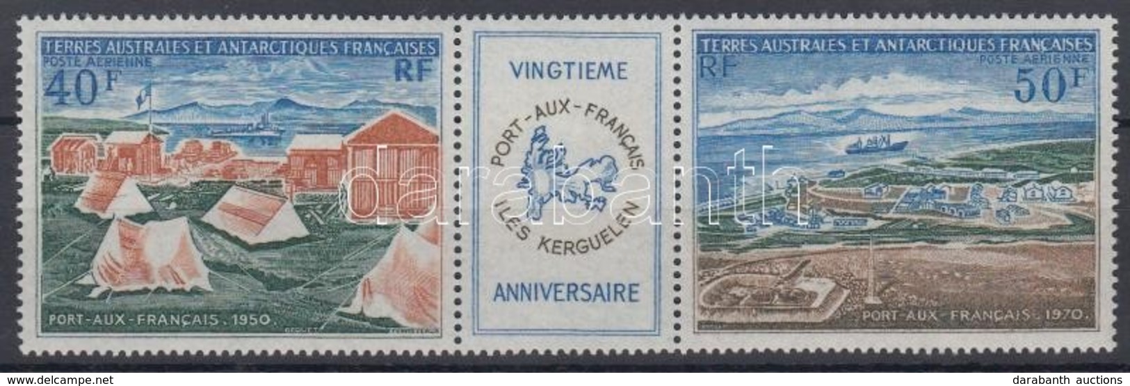 ** 1971 20 éves A Francia Kikötő A Kerguelen-szigeten Hármascsík Mi 65-66 - Autres & Non Classés