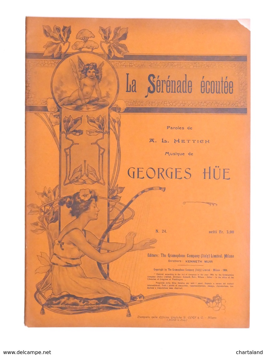 Spartito - G. Hue - La Serenade écoutée - The Gramophone Company N. 24 Ed. 1904 - Unclassified