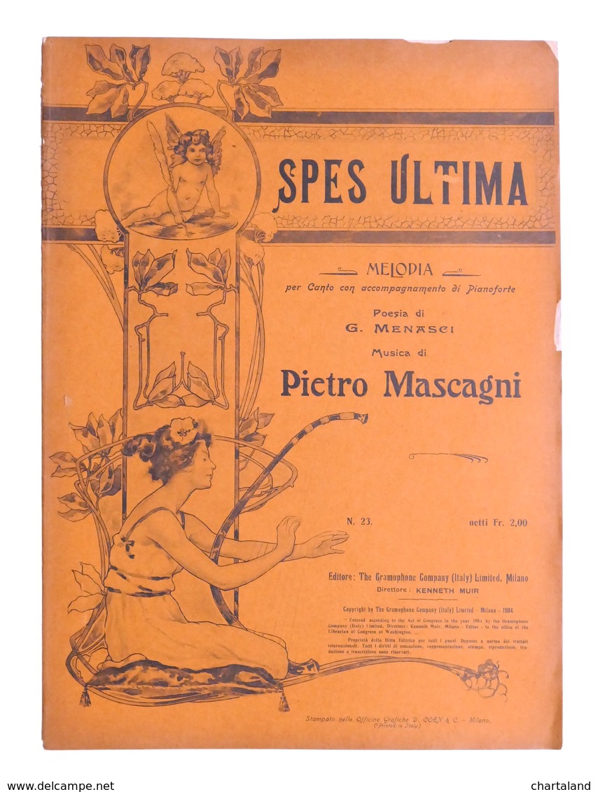 Spartito - P. Mascagni - Spes Ultima - The Gramophone Company N. 23 - Ed. 1904 - Non Classificati