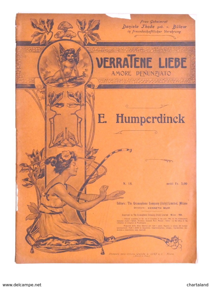 Spartito - Humperdinck - Verratene Liebe - The Gramophone Company N. 18 Ed. 1904 - Non Classificati