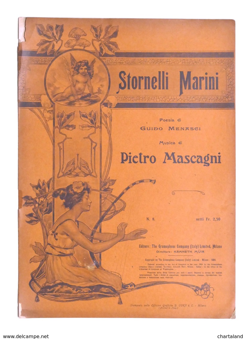 Spartito - Mascagni - Stornelli Marini - The Gramophone Company N. 8 - Ed. 1904 - Zonder Classificatie