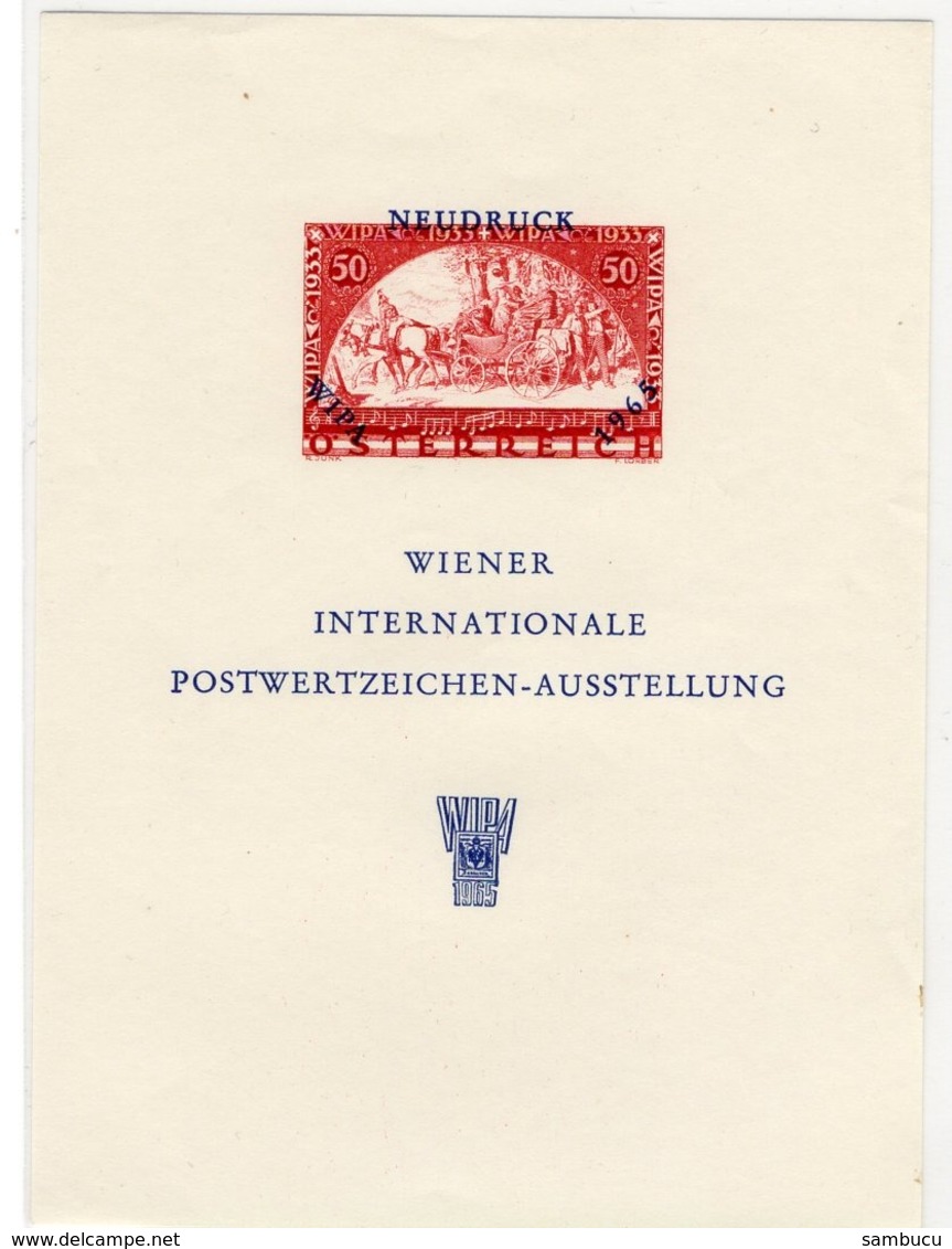 Neudruck - WIPA Wiener Internationale Postwertzeichen Ausstellung 1965 - Proofs & Reprints