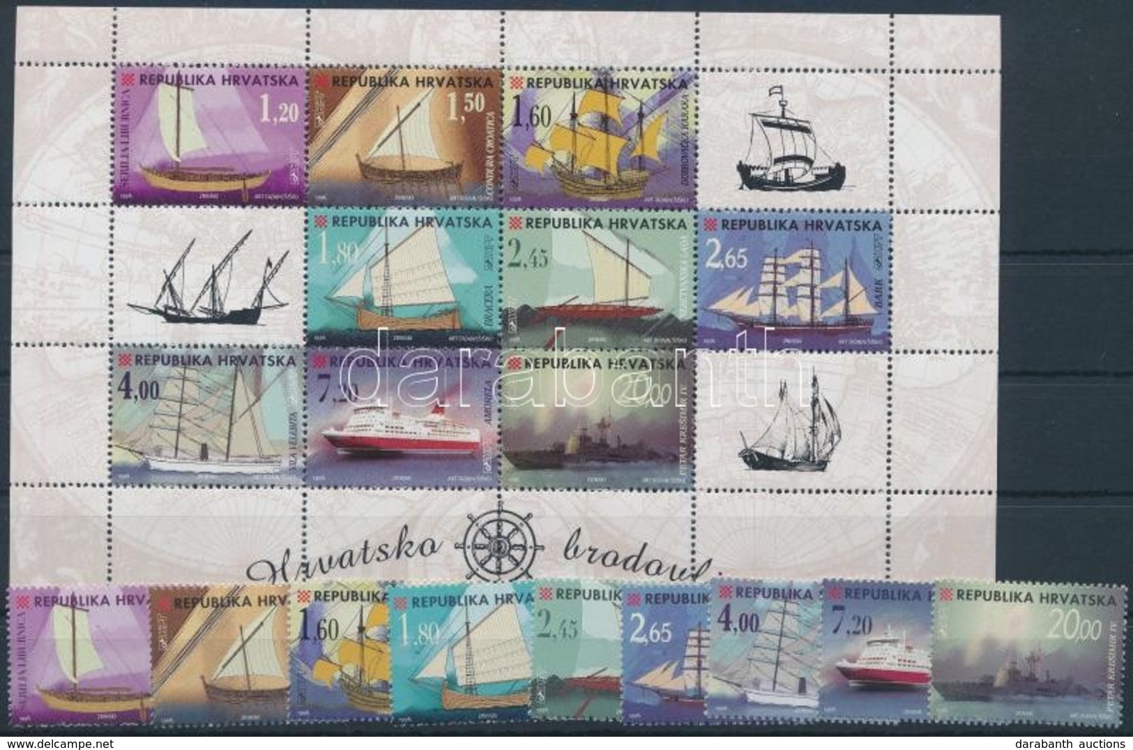 ** 1998 Hajók Sor + Kisív,
Ships Set + Mini Sheet
Mi 473-481 - Otros & Sin Clasificación