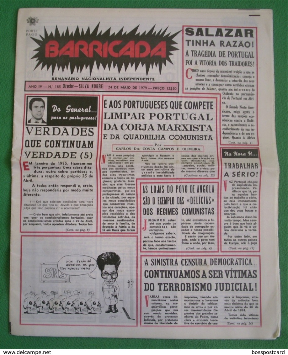 Lisboa - Portugal - Jornal Barricada Nº 185 De Maio De 1979 - República Portuguesa  Imprensa - 25 De Abril - PREC - Algemene Informatie