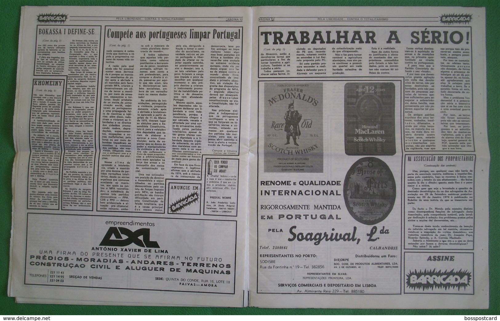 Lisboa - Portugal - Jornal Barricada Nº 185 de Maio de 1979 - República Portuguesa  Imprensa - 25 de Abril - PREC