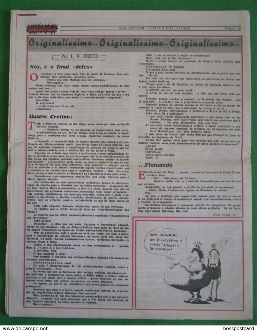 Lisboa - Portugal - Jornal Barricada Nº 185 de Maio de 1979 - República Portuguesa  Imprensa - 25 de Abril - PREC