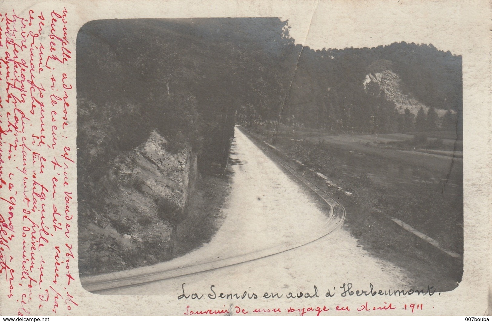 Carte Photo 1911 - La Semois  En Aval D'Herbeumont ( Légèrement Croquée En Haut ) - Lieux