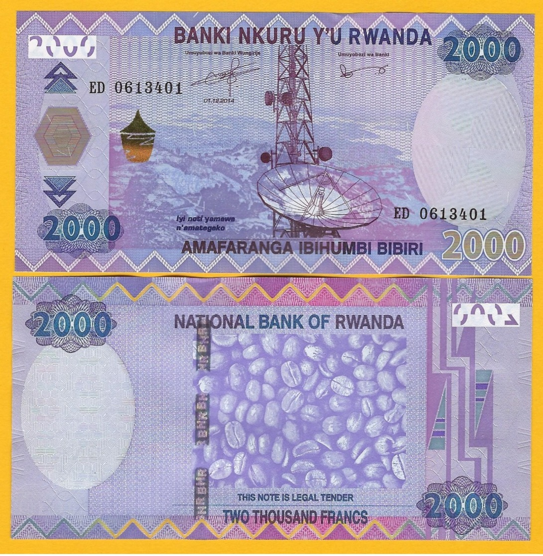 Rwanda 2000 Francs P-40 2014 UNC Banknote - Rwanda