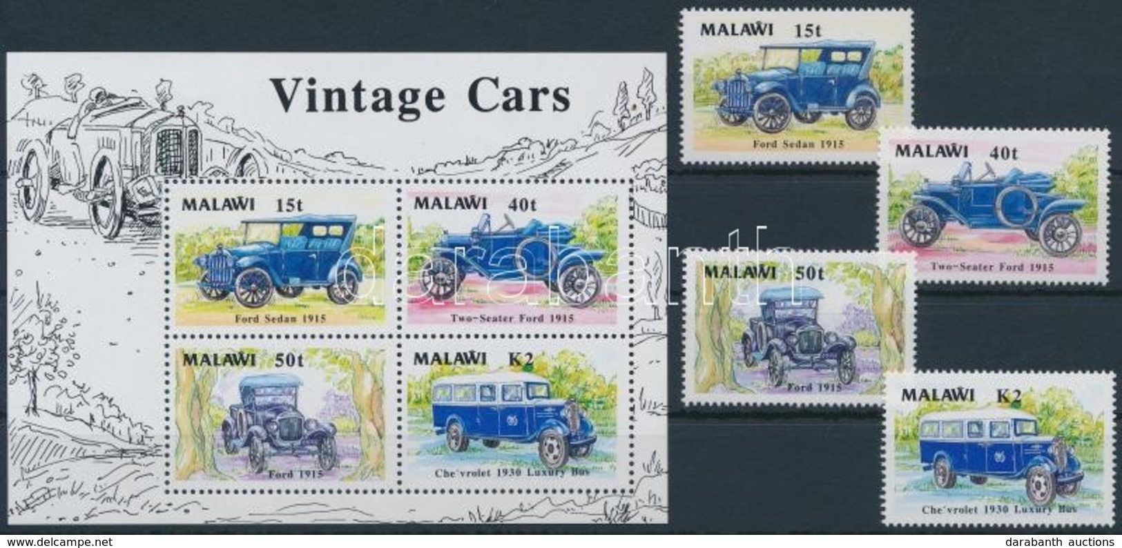 ** 1990 Oldtimerek Sor + Blokk,
Oldtimers Set + Block
Mi 545-548 + Mi 69 - Altri & Non Classificati