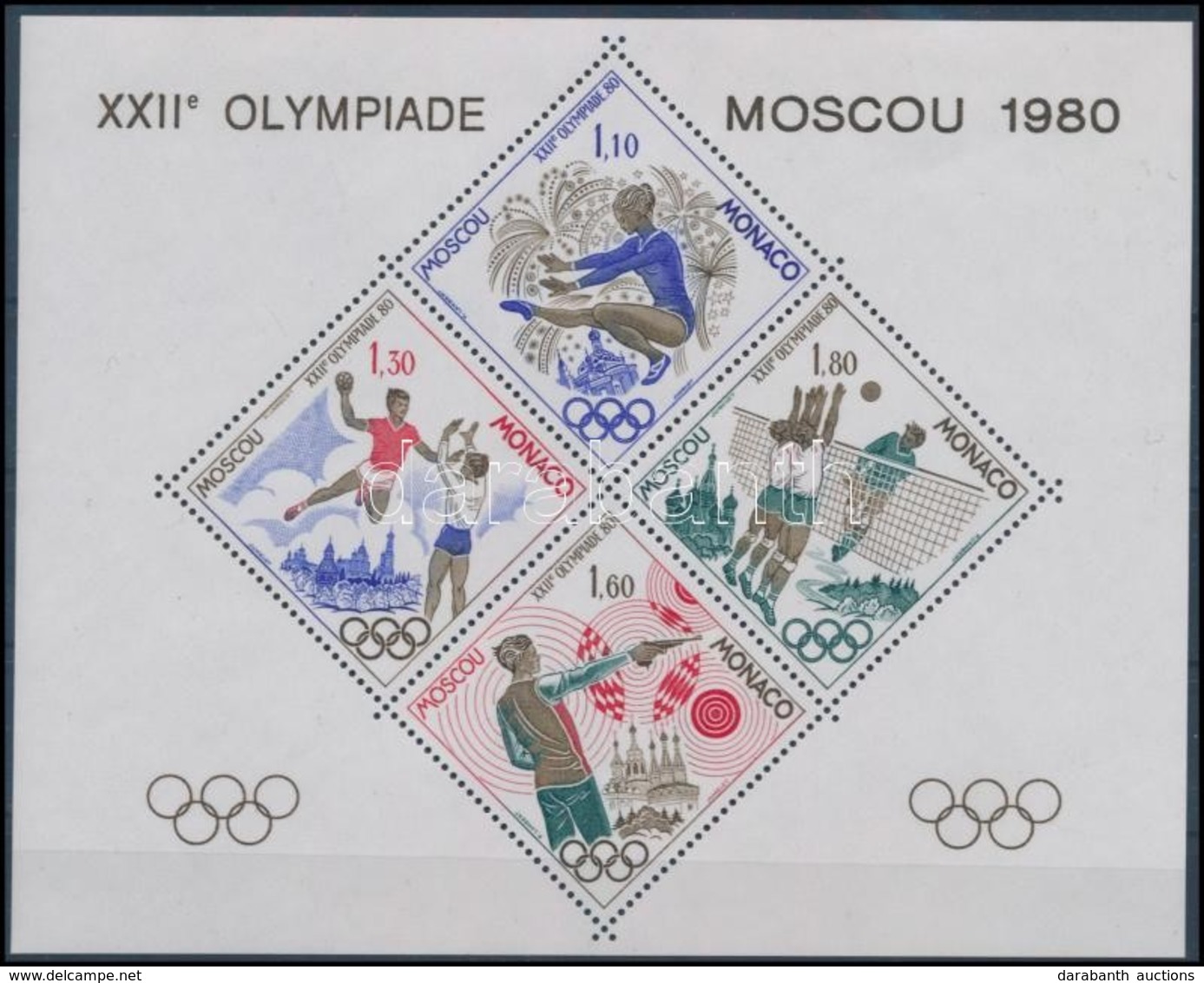 ** 1980 Nyári Olimpia, Moszkva Sor Blokk Formában,
Summer Olympic, Moscow Set In Block Form
Mi 1415-1418 - Sonstige & Ohne Zuordnung