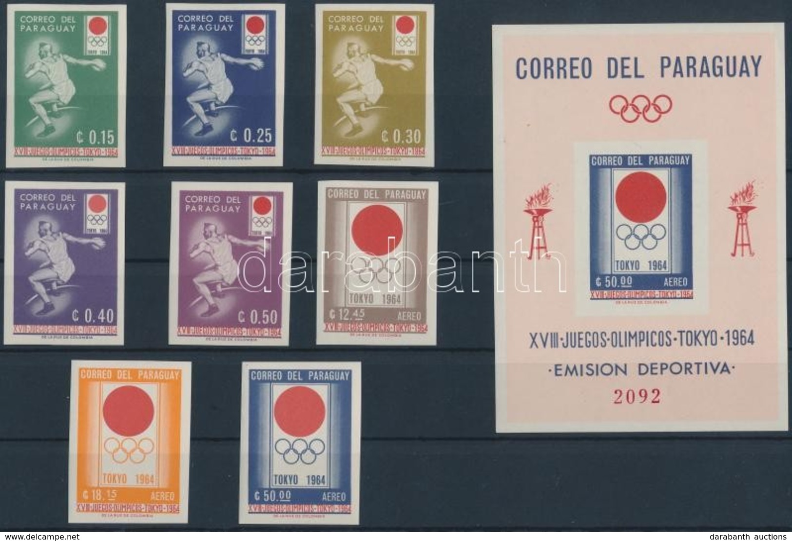 ** 1964 Tokiói Olimpia Vágott Sor Mi 1273-1280 + Blokk Mi 51 - Sonstige & Ohne Zuordnung