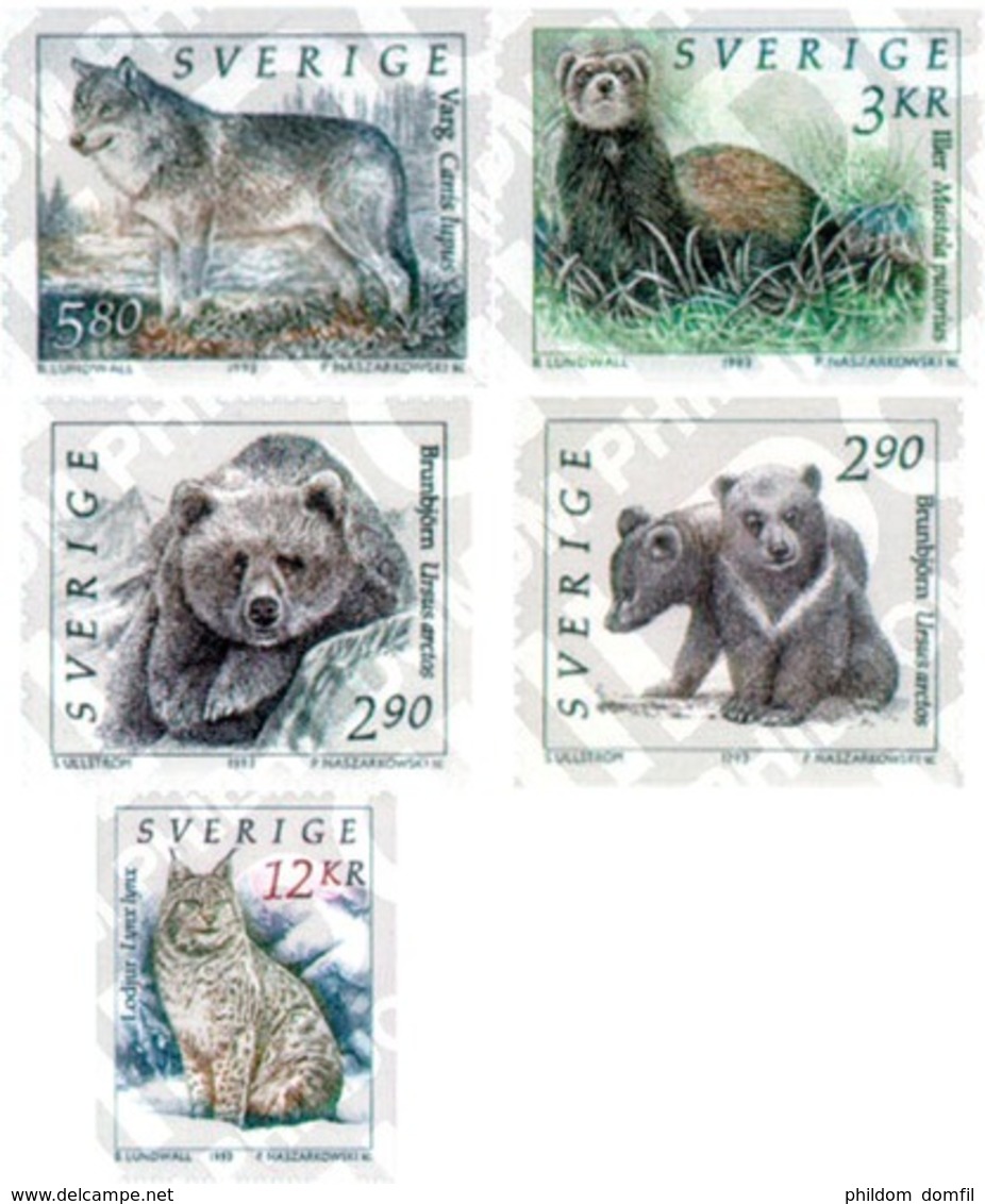 Ref. 29502 * MNH * - SWEDEN. 1993. WILD FAUNA . FAUNA SALVAJE - Osos