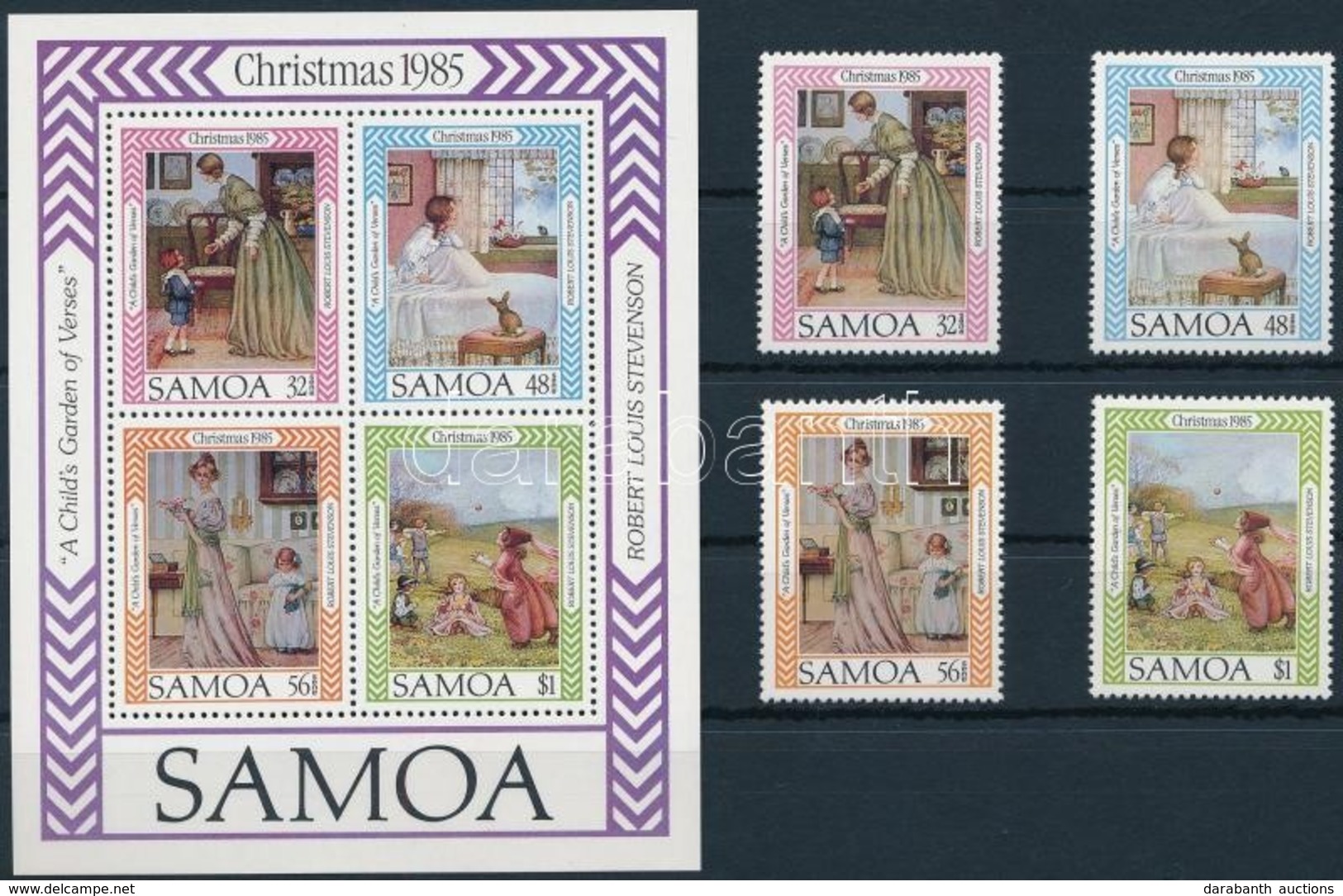 ** 1985 Karácsony Sor + Blokk,
Christmas Set + Block
Mi 576-579 + Mi 37 - Other & Unclassified