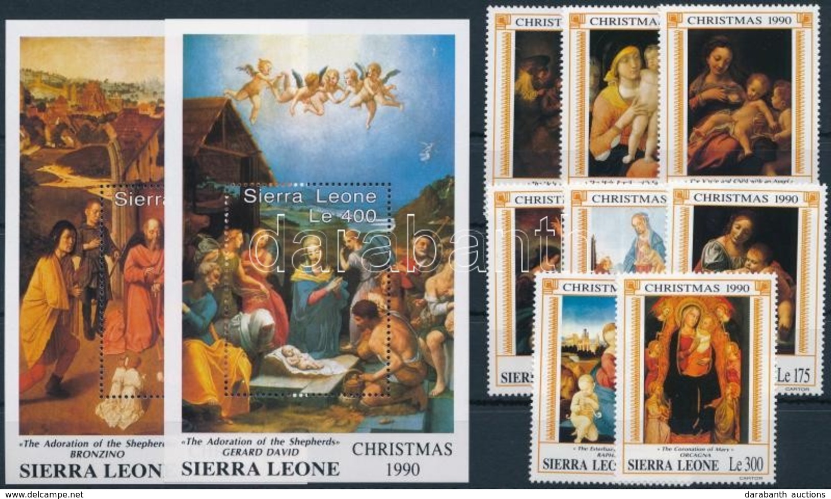 ** 1990 Karácsony, Festmények Sor + Blokksor,
Christmas, Paintings Set + Blockset
Mi 1549-1556 + Mi 145-146 - Other & Unclassified