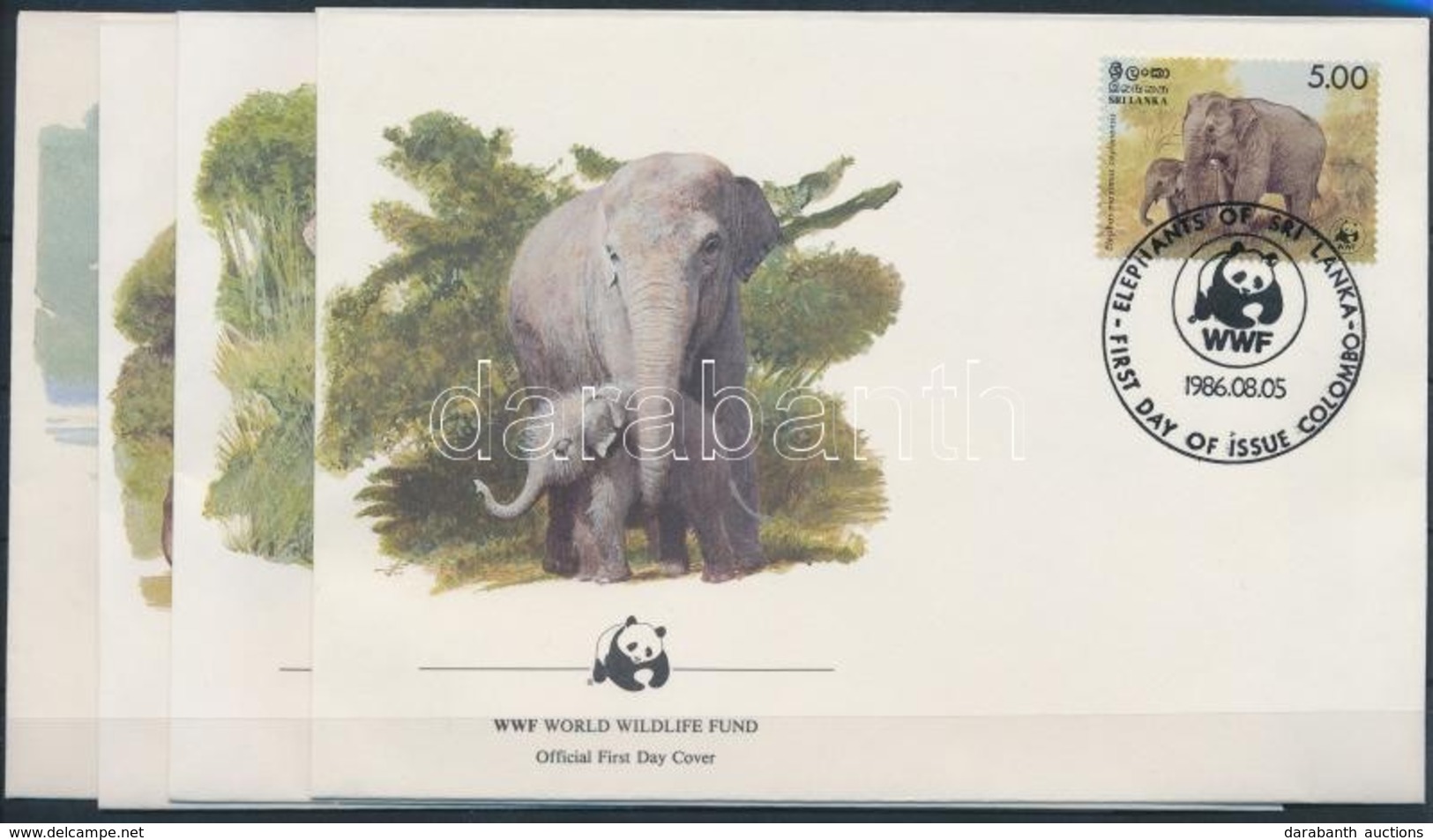 1986 WWF: Elefánt Négyescsík Mi 753-756 4 Db FDC-n - Sonstige & Ohne Zuordnung