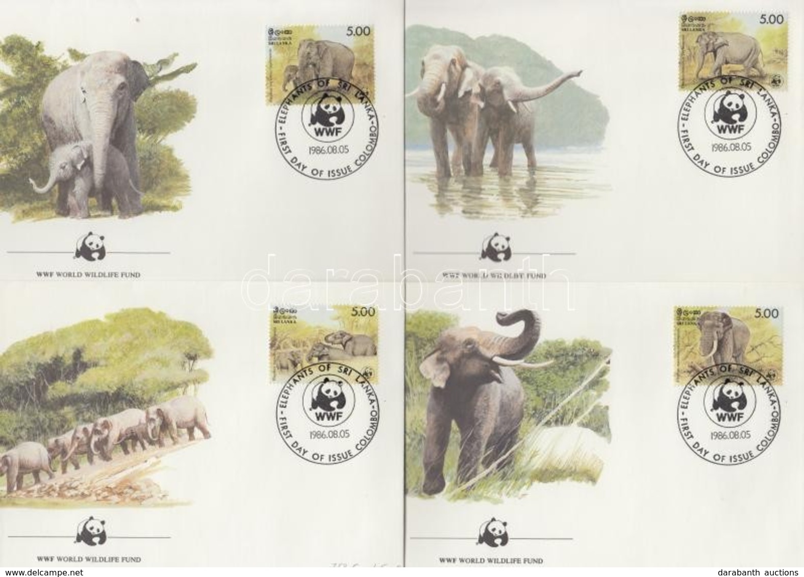 1986 WWF: Elefánt Sor Mi 753-756 4 Db FDC-n - Sonstige & Ohne Zuordnung