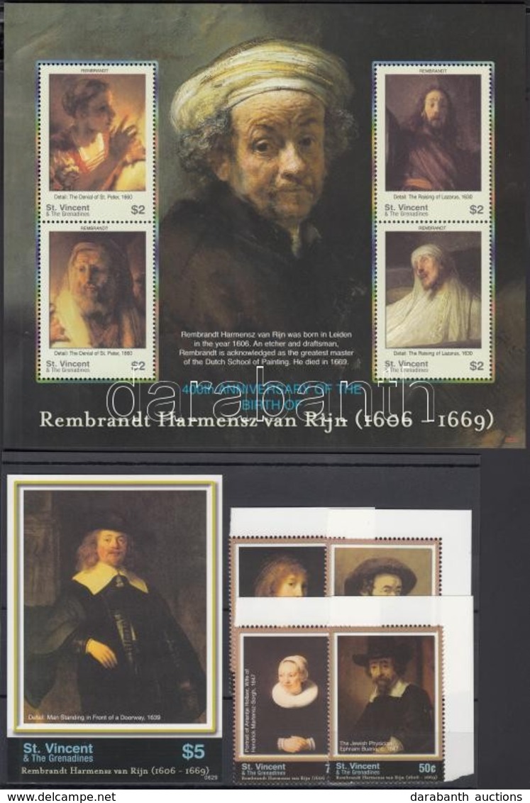 ** 2006 400 éve Született Rembrandt ívsarki Sor + Kisív Mi 6312-6319 + Vágott Blokk Mi 667 - Other & Unclassified