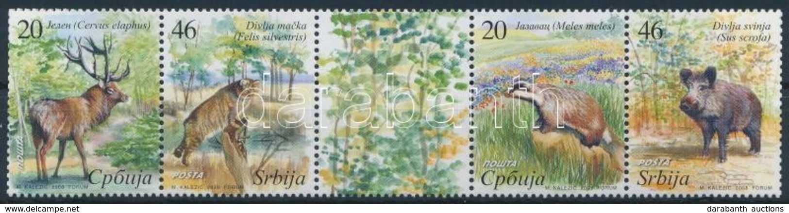 ** 2008 Állatok ötöscsík Szelvénnyel,
Animals Stripe Of 5 With Tab
Mi 246-249 - Autres & Non Classés