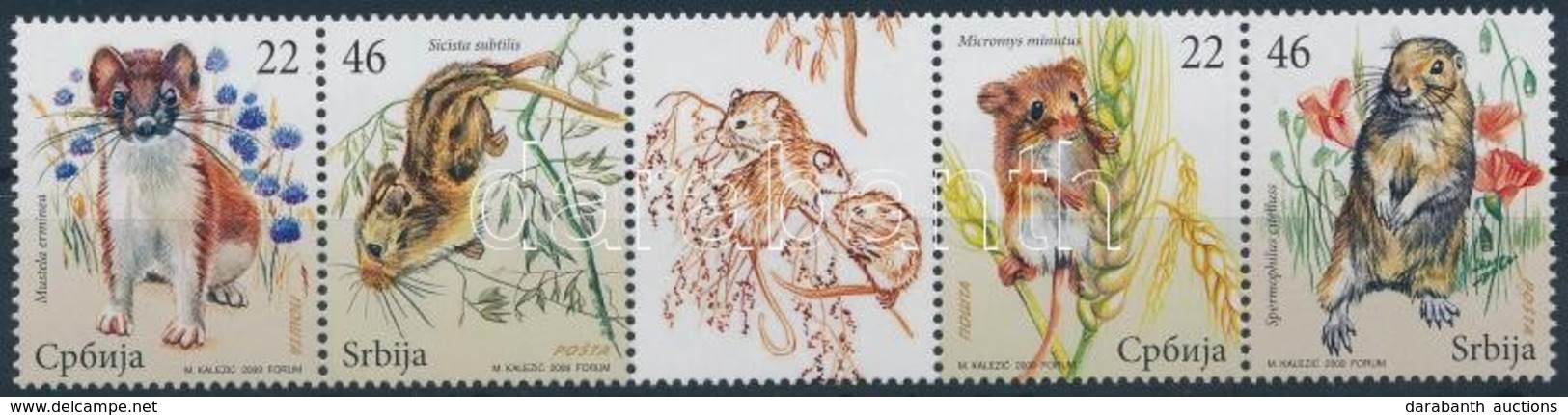 ** 2009 Állatok ötöscsík Szelvénnyel,
Animals Stripe Of 5 Wit Tab
Mi 278-281 - Other & Unclassified