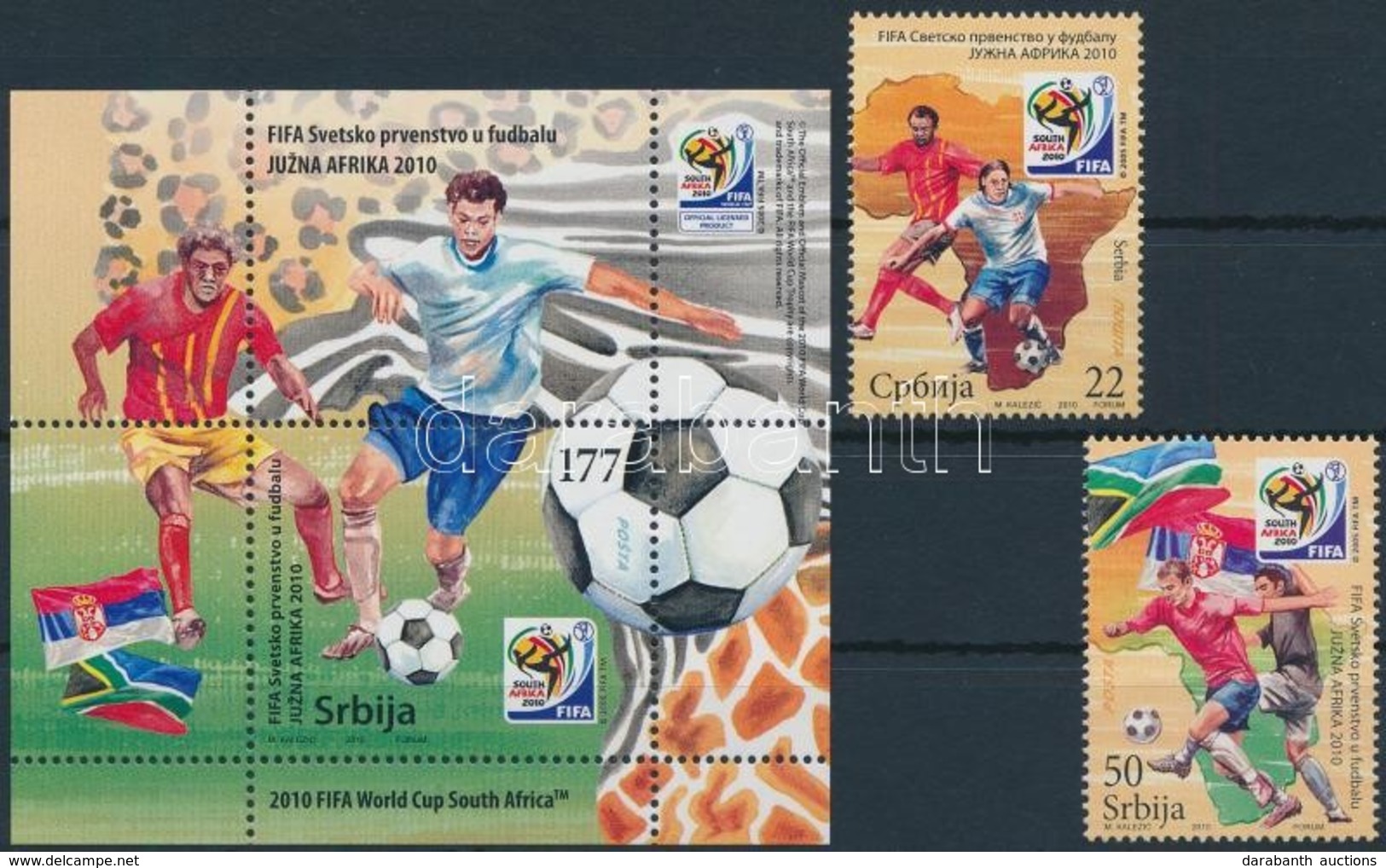 ** 2010 Labdarúgó-világbajnokság, Dél-Afrika Sor + Blokk,
Football World Cup, South Africa Set + Block
Mi 354-355 + Mi 8 - Other & Unclassified