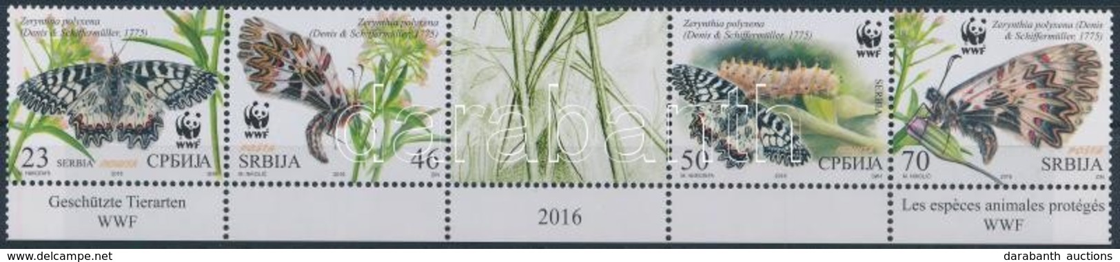 ** 2016 WWF Lepkék ívszéli ötöscsík Szelvénnyel,
WWF Butterflies Margin Stripe Of 5 With Tab
Mi 657-660 - Otros & Sin Clasificación