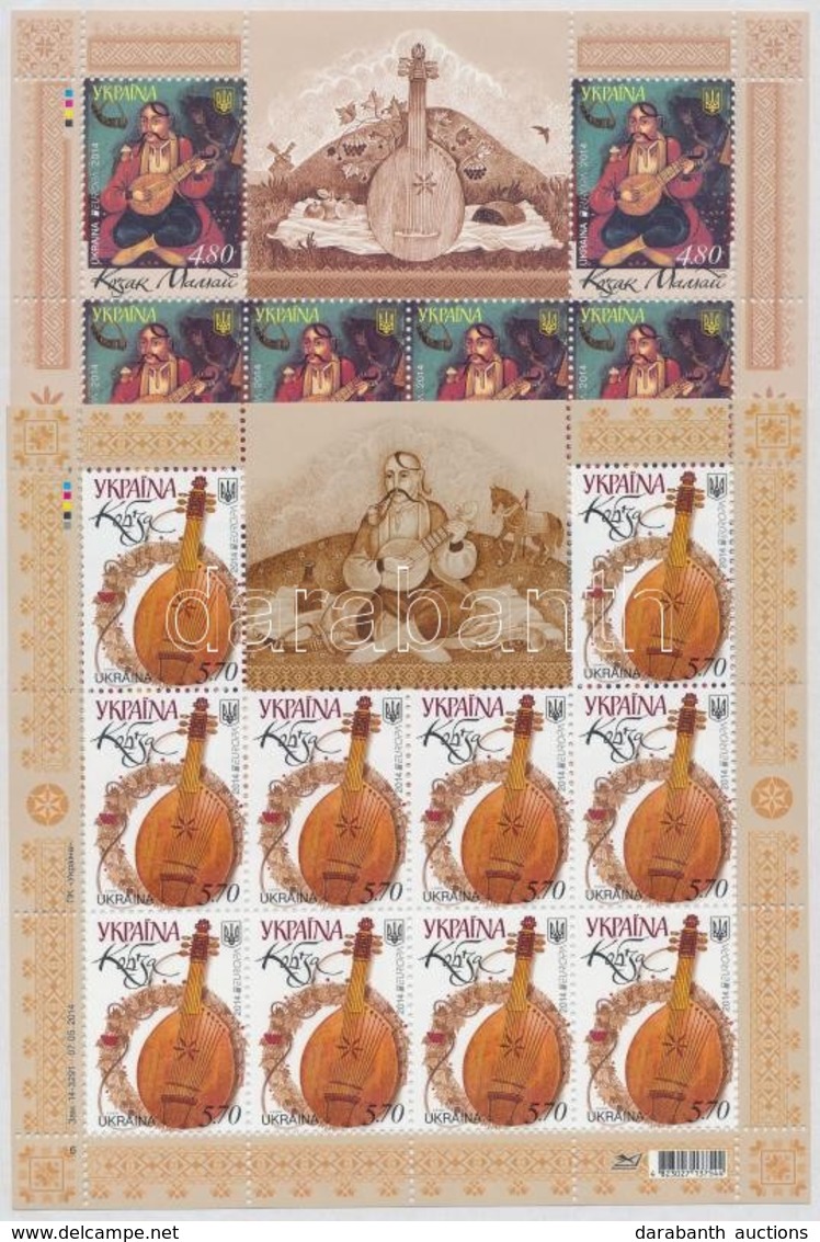 ** 2014 Europa CEPT, Hangszerek Kisív Sor Mi 1418-1419 - Sonstige & Ohne Zuordnung