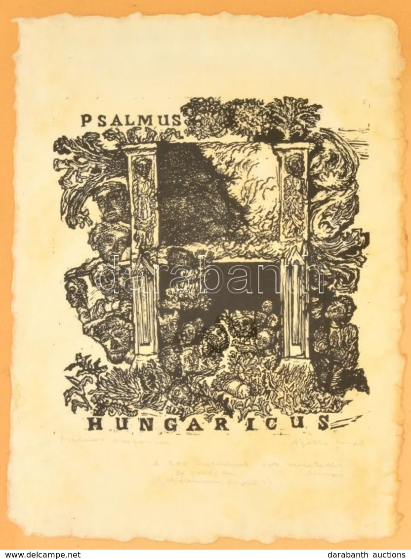 Ágotha Margit (1938-2015 ): Psalmus Hungaricus. Fametszet, Papír, Jelzett, üvegezett Keretben, 43×32 Cm - Autres & Non Classés