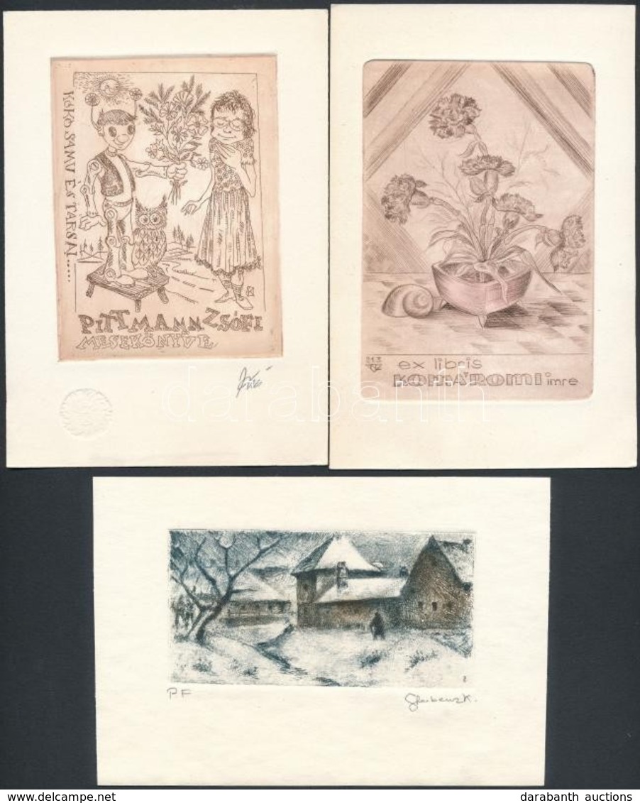 6db Ex Libris Rézkarc, Papír,  Jelzett, Sterbenz, Nagy Árpád, és Mások  / Etched Bookplates - Autres & Non Classés
