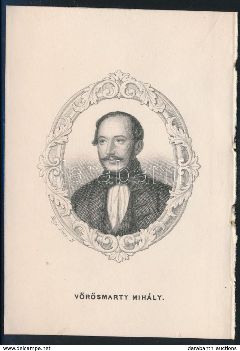 Cca 1860 Karl Moritz Lämmel: Vörösmarty Mihály Rézmetszetű Portréja .7x11 Cm - Stiche & Gravuren