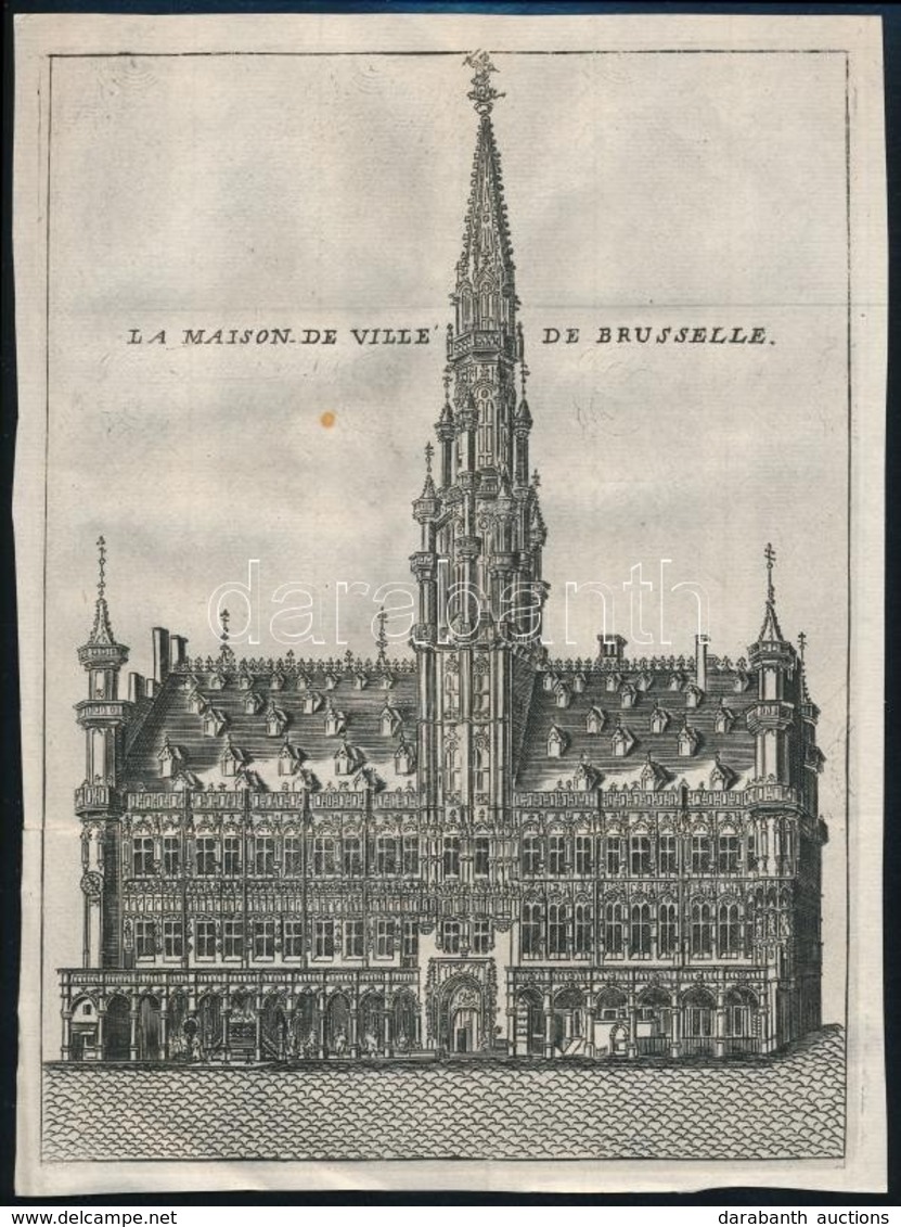 Cca 1800 Brüsszel, Városháza, Metszet, Kis Szakadással, 20×15,5 Cm - Estampes & Gravures