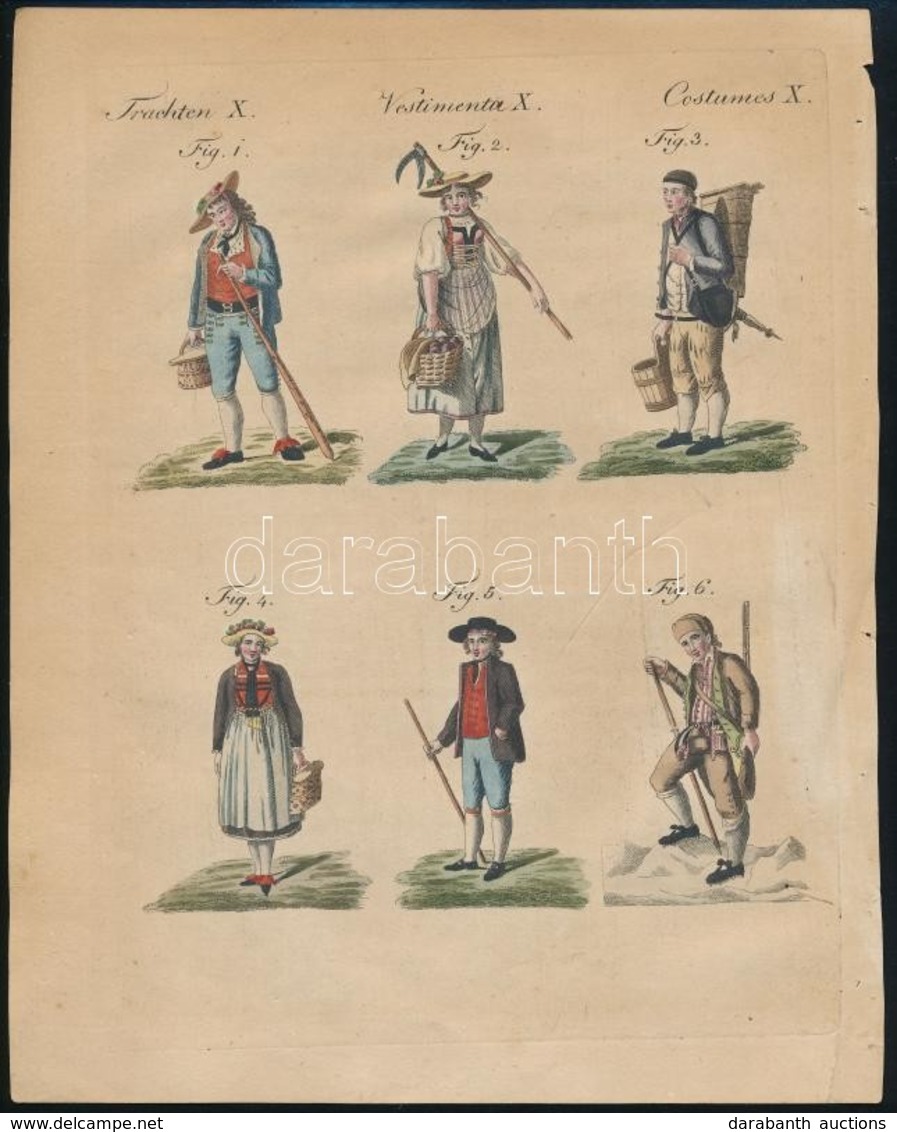 XVIII. Francia Népviseletek Metszet. 22x18 Cm - Prints & Engravings