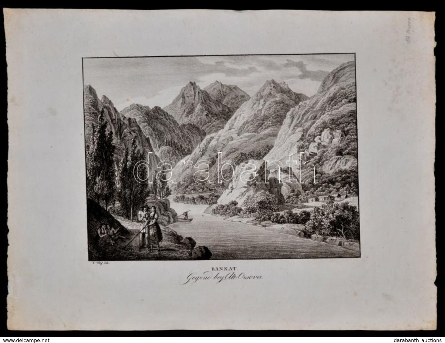 1824 F. Wolf: Bánnáti Metszetek: Ó Orsova Környéke. Imperial Fólió. Rézmetszet. 57x39,5cm/ Bannat Etching - Estampas & Grabados