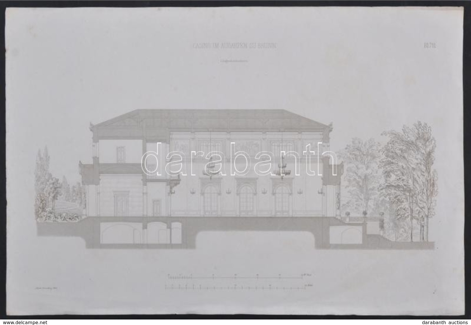 1855 Csehország. A Brünni Casino Keresztmetszeti Rajza. Lithográfia / Czech Republic, Brno: Plan Of The Casino. Lithogra - Stiche & Gravuren