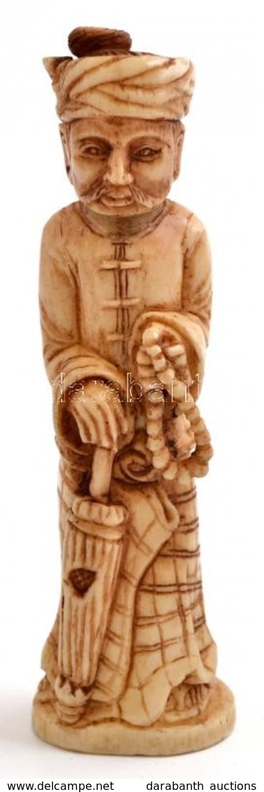 Kínai, Faragott Csont Figura. Rozmáragyar? 11 Cm / Chinese Ebony Figure. 11 Cm - Sonstige & Ohne Zuordnung