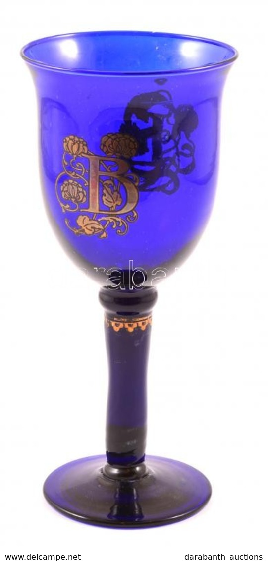 Monogramos Fújt Kehely, Matricás,  Hibátlan, M: 23,5 Cm - Verre & Cristal