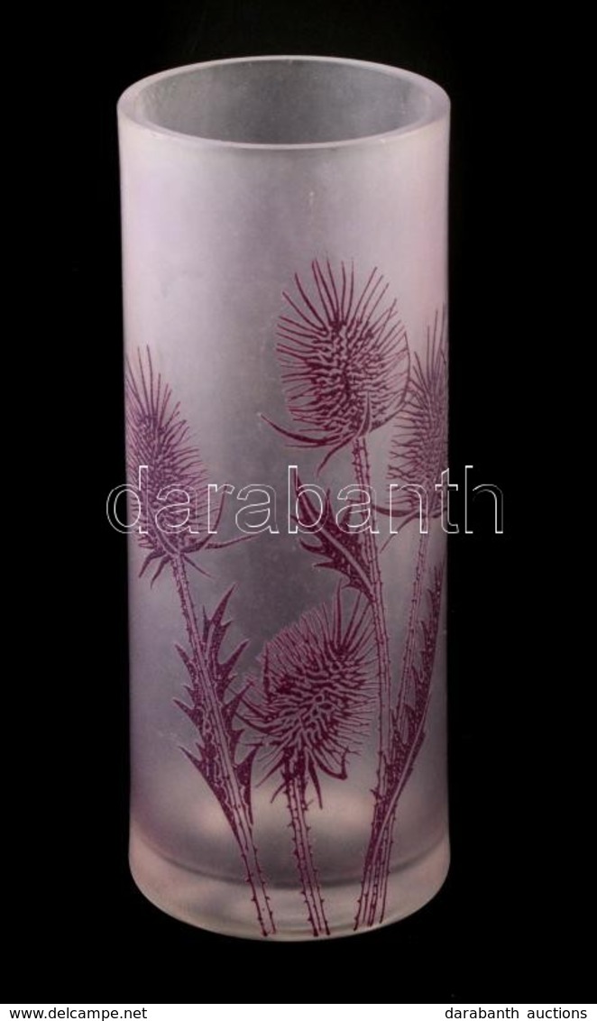 Lila Virágos Váza, Kis Csorbákkal, M: 25 Cm - Verre & Cristal