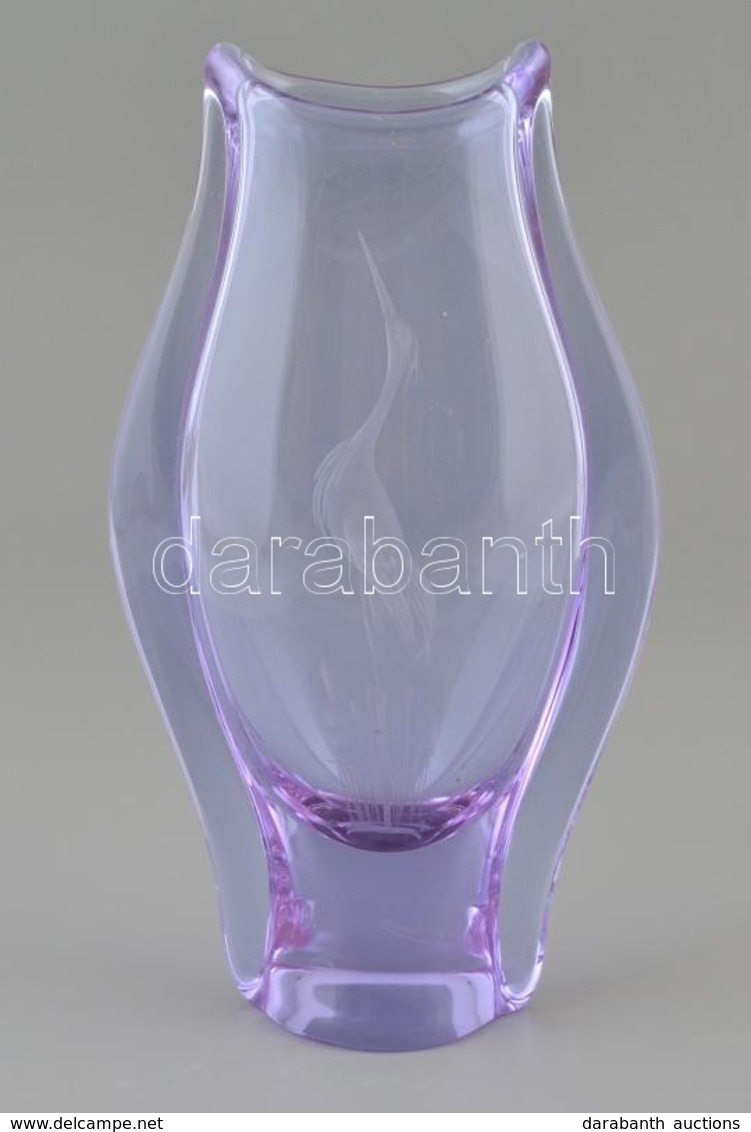 Formába üntött, Hámozott üveg Váza Daru Figurával  Hibátlan. 25 Cm - Vidrio & Cristal