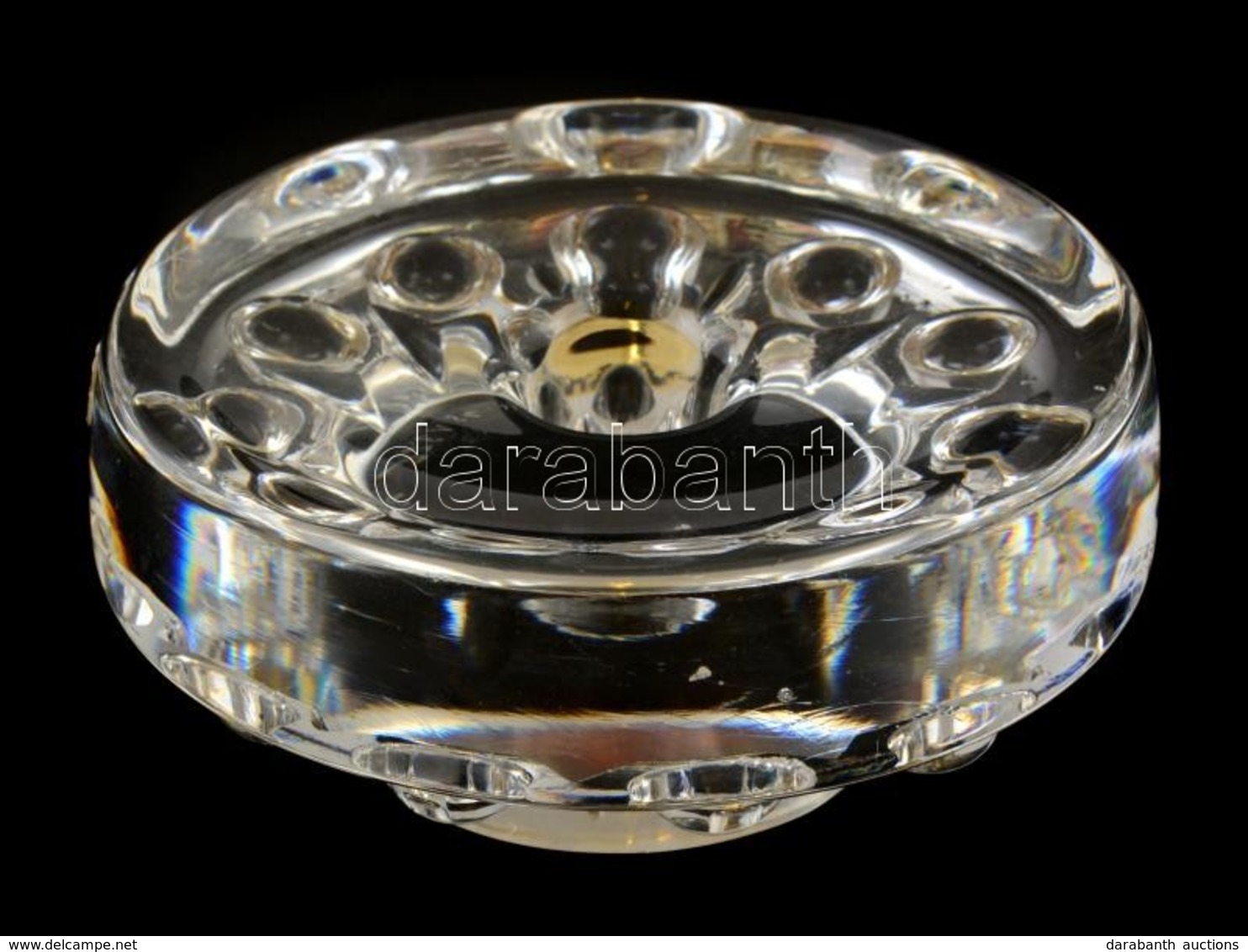 Orrefors Gyertyatartó, Formába öntött, Jelzett, Hibátlan, D:11,5 Cm - Glass & Crystal