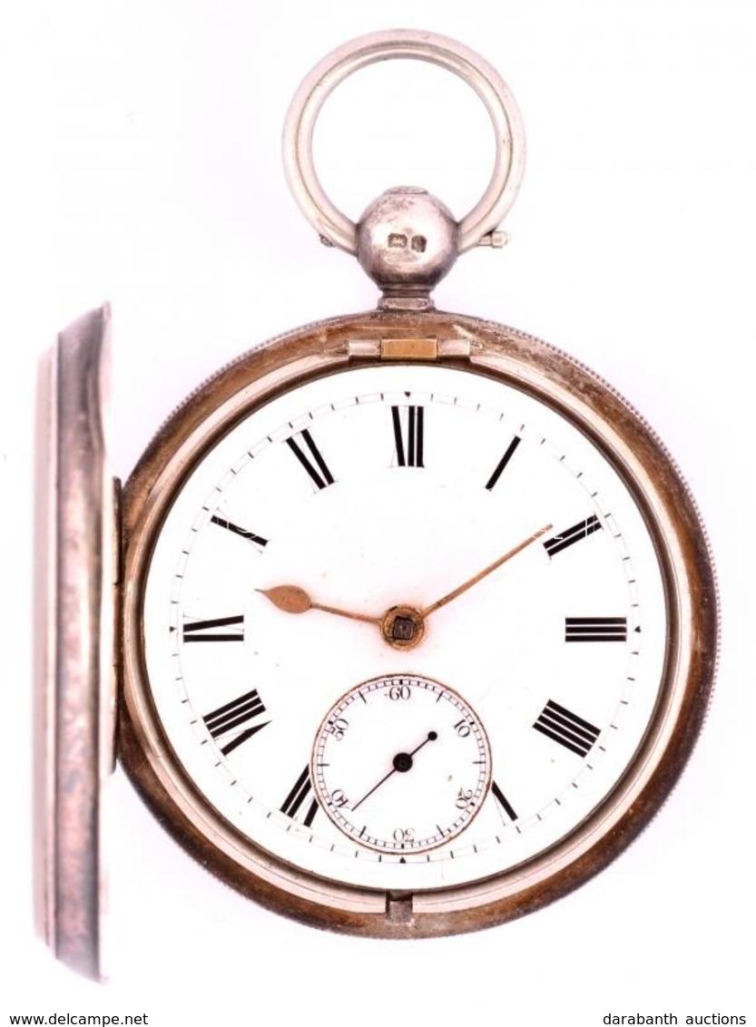 Anker Járatos, Kulcsos Ezüst Zsebóra Működő, Jó állapotban, Kulccsal   D: 5 Cm / Silver Pocket Watch With Key - Otros & Sin Clasificación