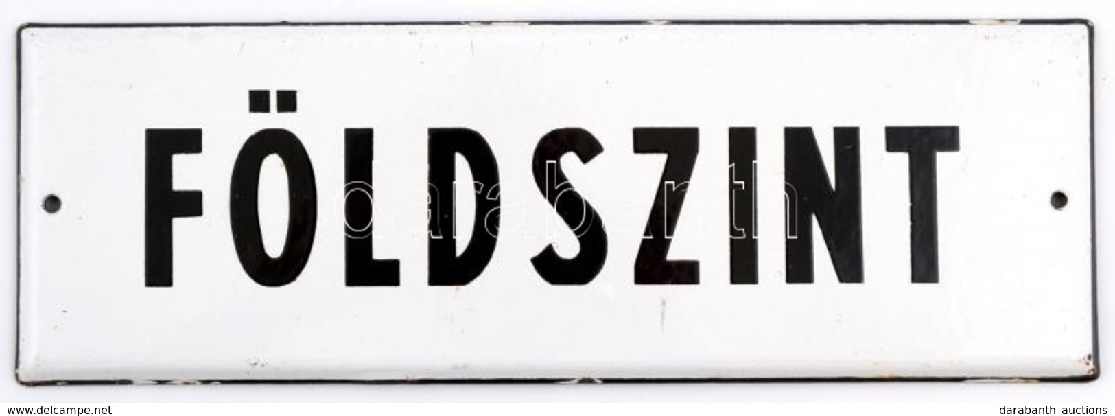 'Földszint', Zománcozott Fémtábla, 10×30 Cm - Otros & Sin Clasificación