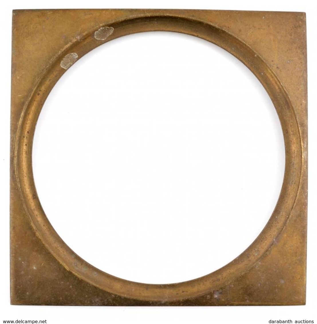 Bronz Plakett Keret, Belső D: 11,5 Cm, Külső: 12,5×12,5 Cm - Other & Unclassified