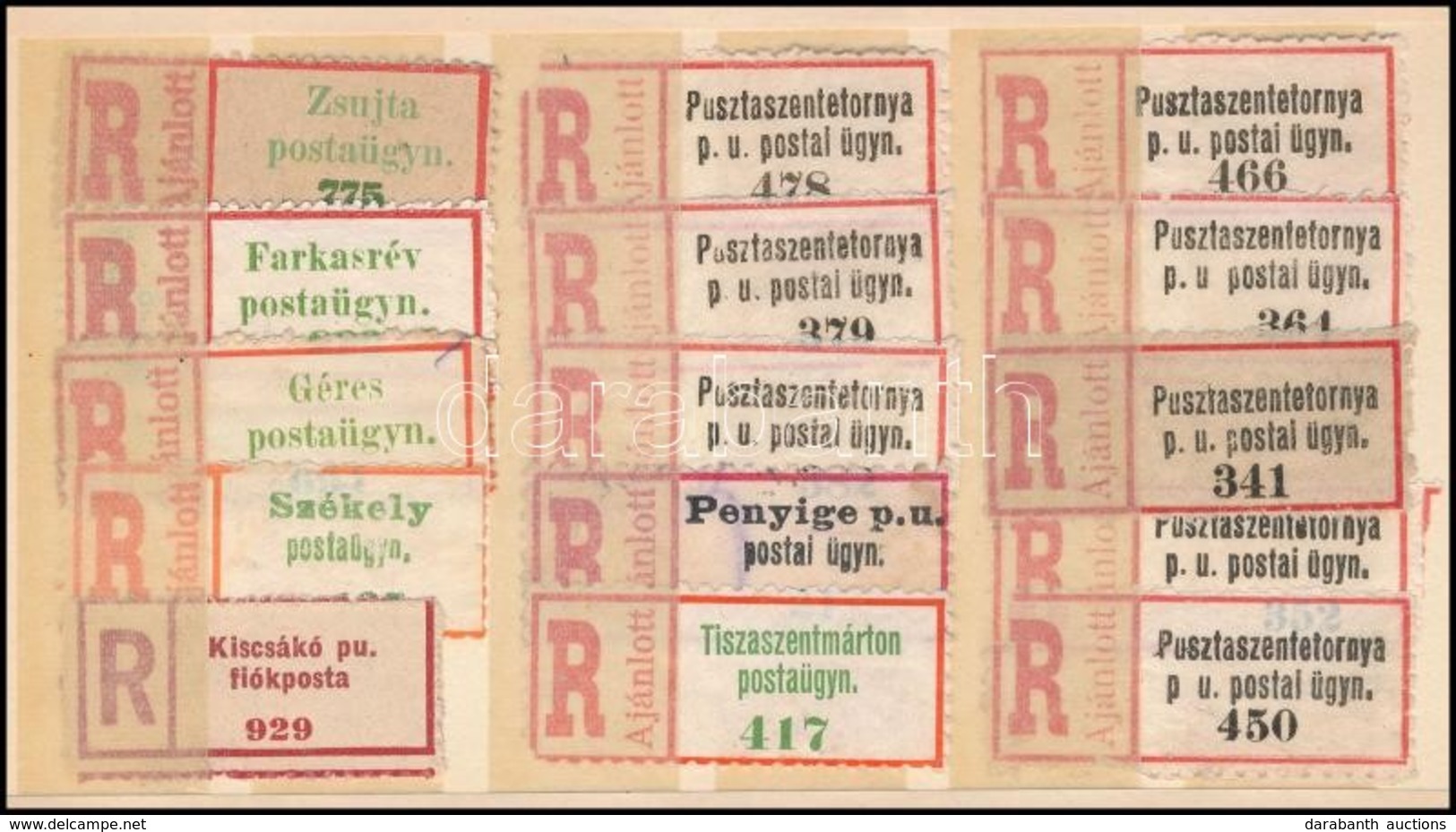 119 Db Ajánlási Ragjegy Csak Postaügynökségek és Fiókposták, 4 Lapos Zsebberakóban - Sin Clasificación