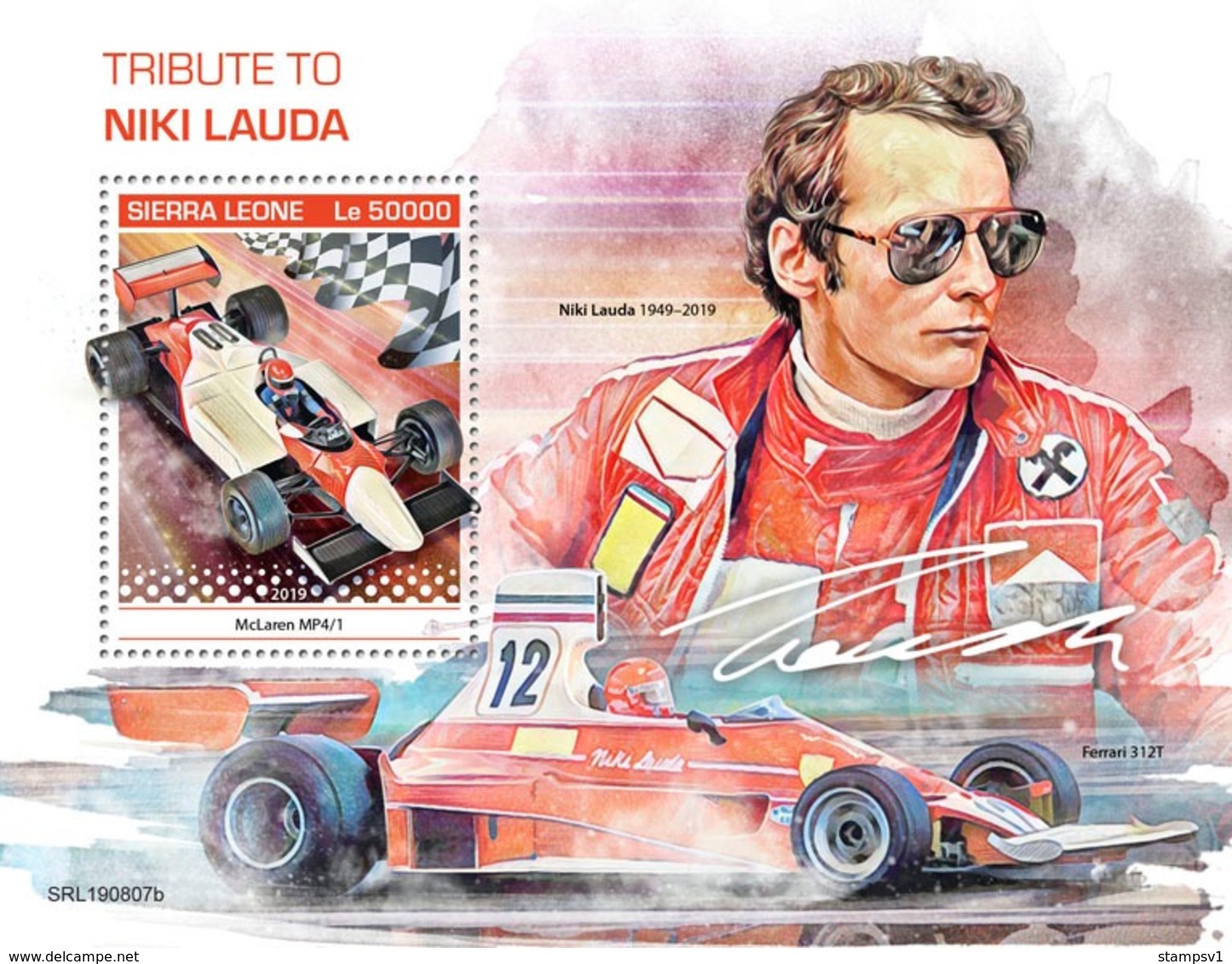Sierra Leone. 2019 70th Anniversary Of Niki Lauda. (0807b)  OFFICIAL ISSUE - Cars