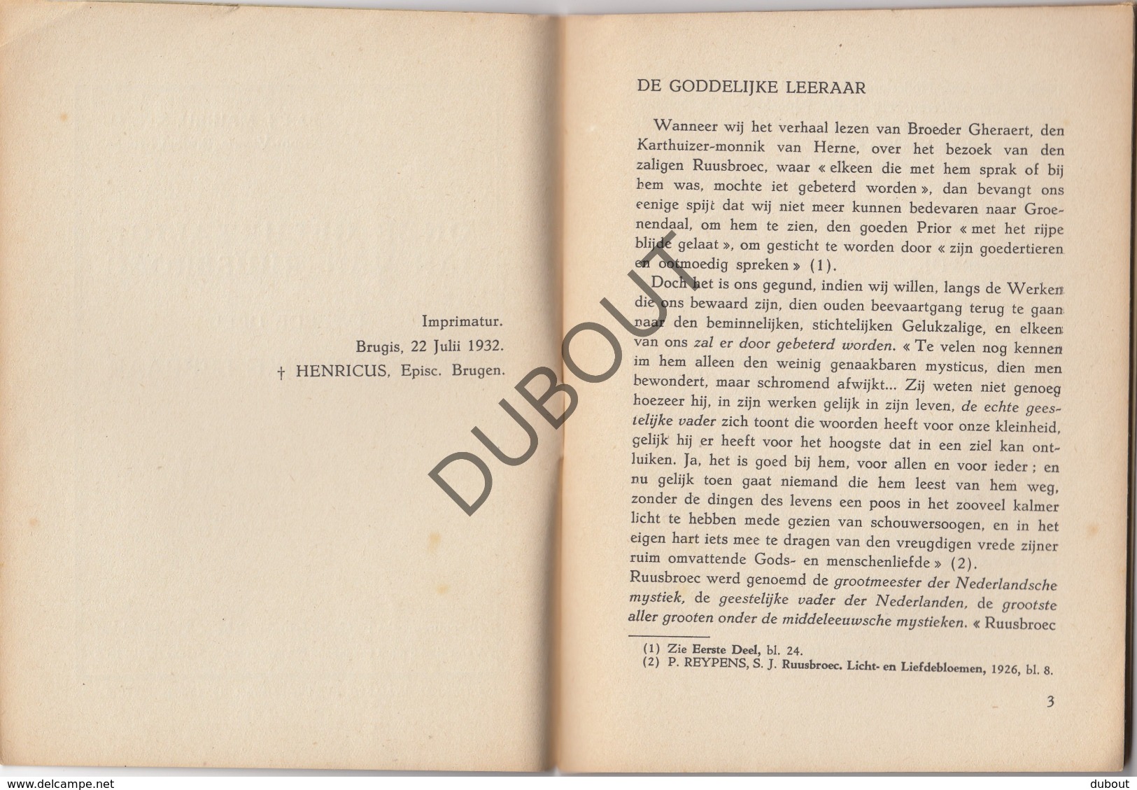 RUISBROEK/Groenendaal  - Gelukzalige Jan Van Ruusbroec - Deel 1 + Deel 2 1932 (R271) - Oud