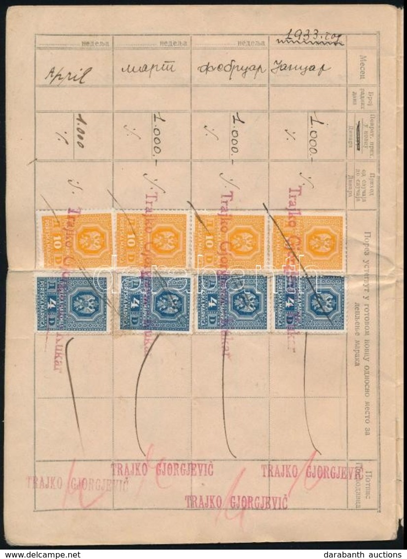 Jugoszlávia 1933 62 Db Illetékbélyeg Füzetben (Adókönyv) - Sin Clasificación